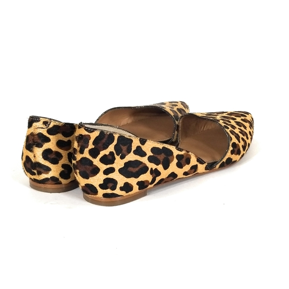 J CREW Womens Zoe Calf Hair Leopard D'orsay Leather Flats Pointed Toe Size 6 - Picture 3 of 9